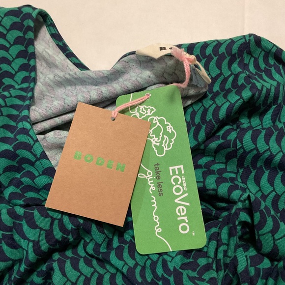 Boden Abigail Jersey Dress Green/Blue Geo Print - Picture 10 of 10